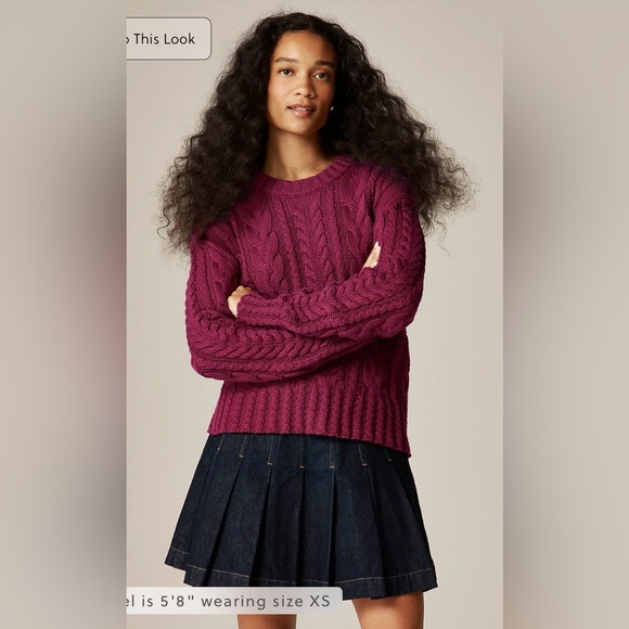 J.Crew Cable-knit crewneck sweater in vivid mulberry